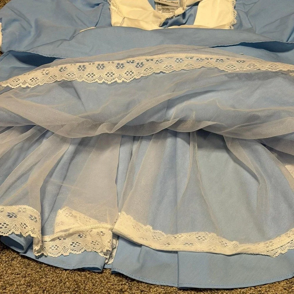 Vintage Disney Parks Alice in Wonderland Blue Costume Dress Apron Girls Size S